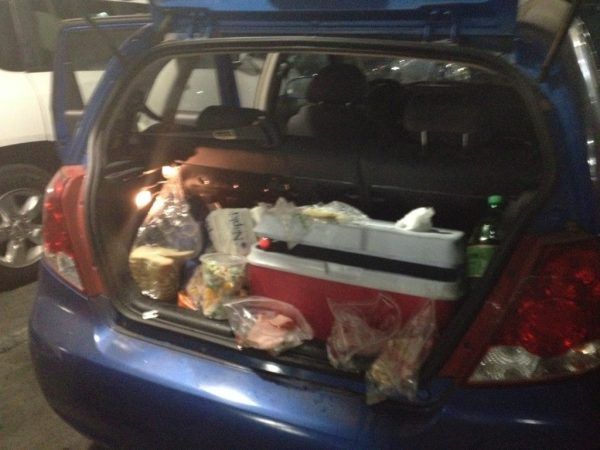 Our 'Restaurant' in Boot of Joe's car