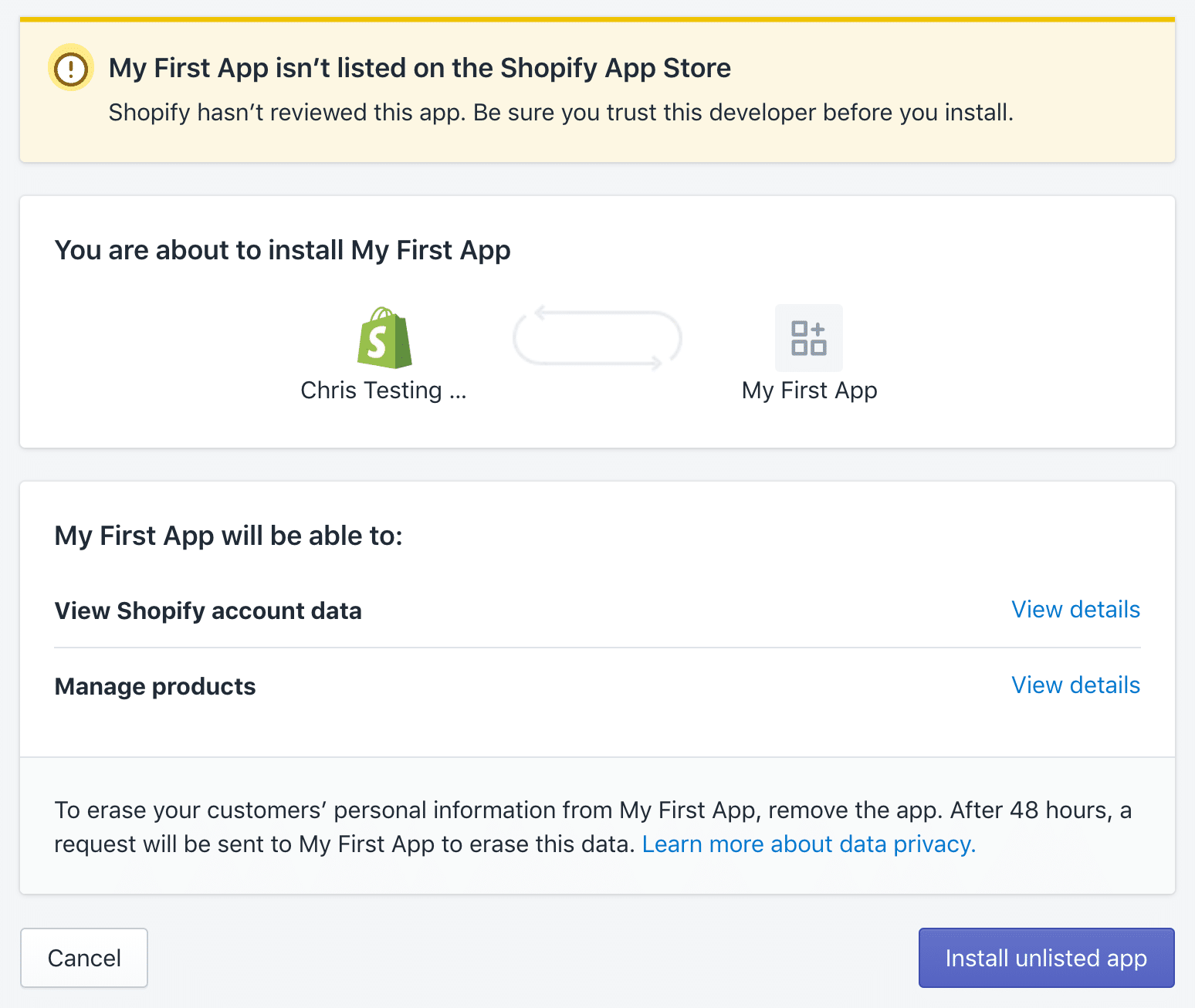 Install an unlisted app