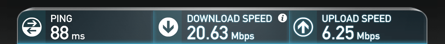 LOKL Speed test - 20.63 down