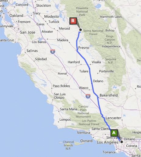 The route we were supposed to take to get to Yosemite National Park