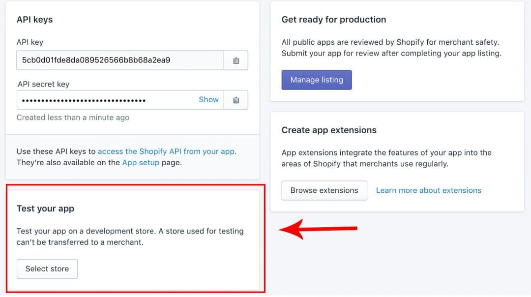 Test your app on a development store
