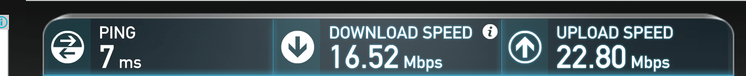 VCR Speed Test Results - 16.52 downspeed